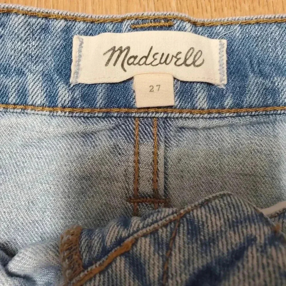 Madewell Rigid Denim A-Line Mini Skirt in Lunar Wash: Cutout Edition 27 - Picture 4 of 5